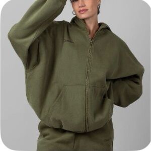 Women's Olive Green Zip-Up Hoodie